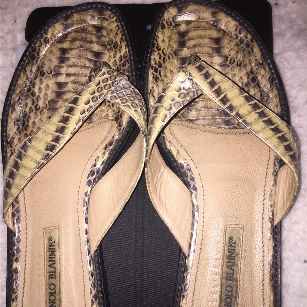 Manolo Blahnik Snakeskin Thong Sandals